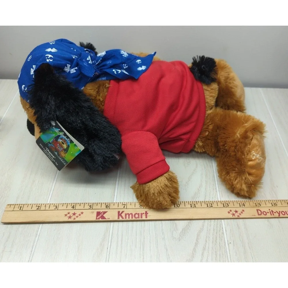 PetSmart Bret Michaels Chance Squeaker Plush Brown Dog Toy red shirt blue scarf